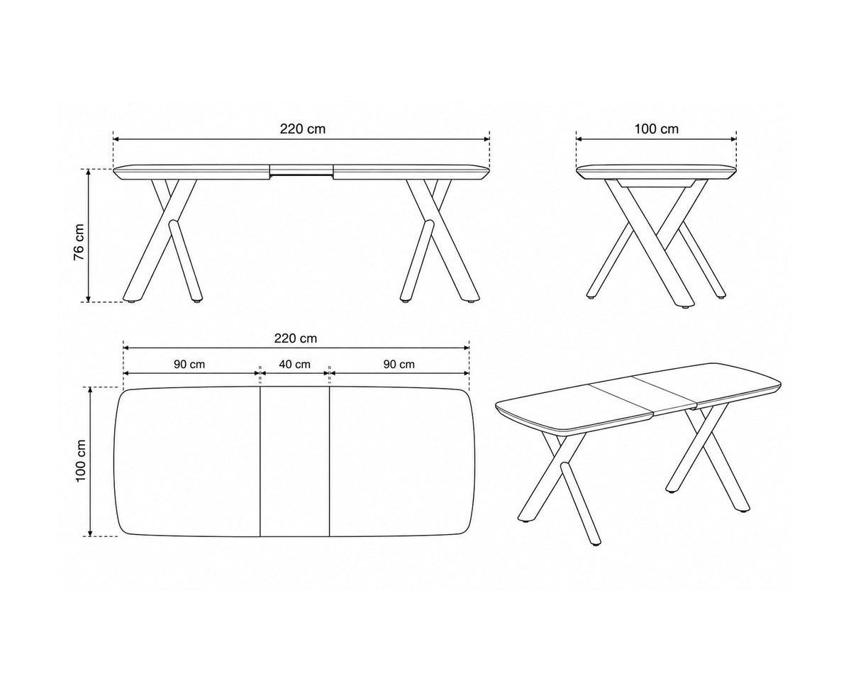 Mesa extensível CLAUDE (180-260cm)