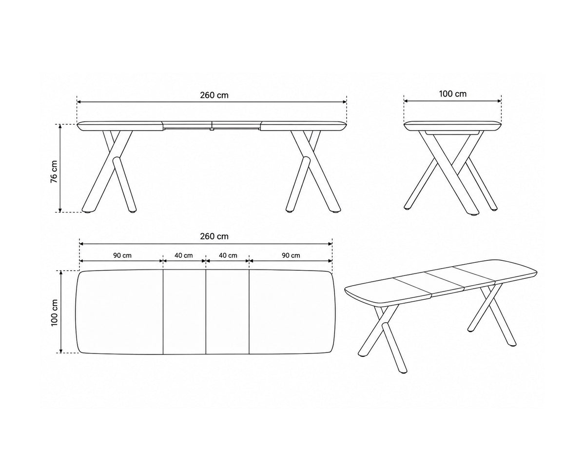 Mesa extensível CLAUDE (180-260cm)