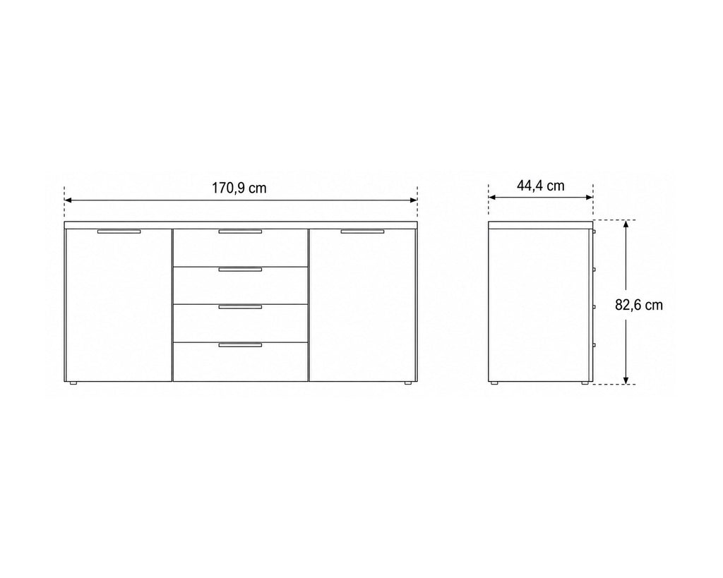 Aparador ARKADIA com 2 portas e 4 gavetas