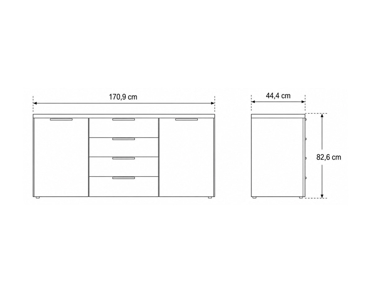 Aparador ARKADIA com 2 portas e 4 gavetas