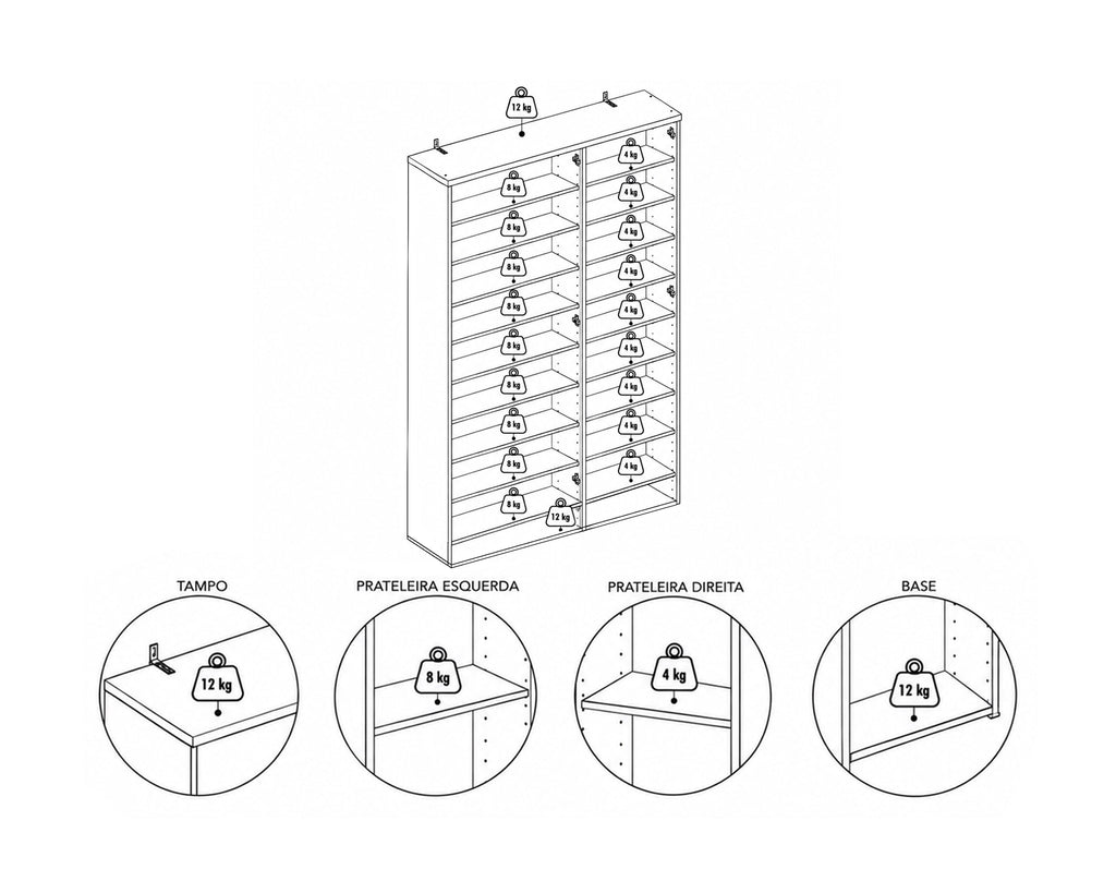 Armário multiusos ARKADIA com 6 portas
