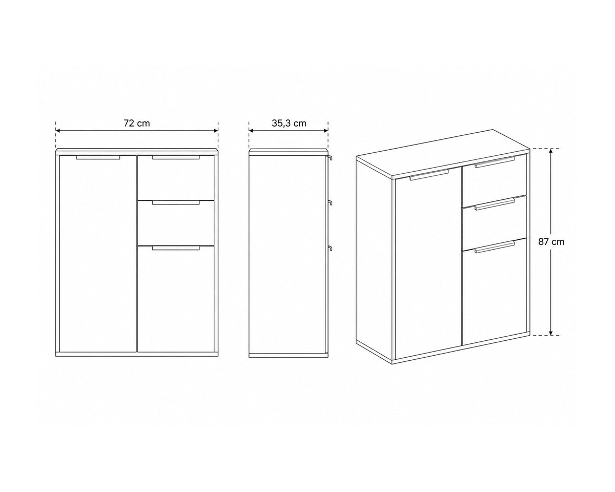 Móvel de entrada MOTION com 2 portas e 2 gavetas