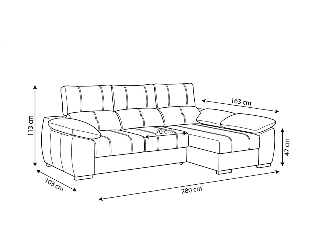 Sofá chaise Longue ANDOR com cama,baús e puffs