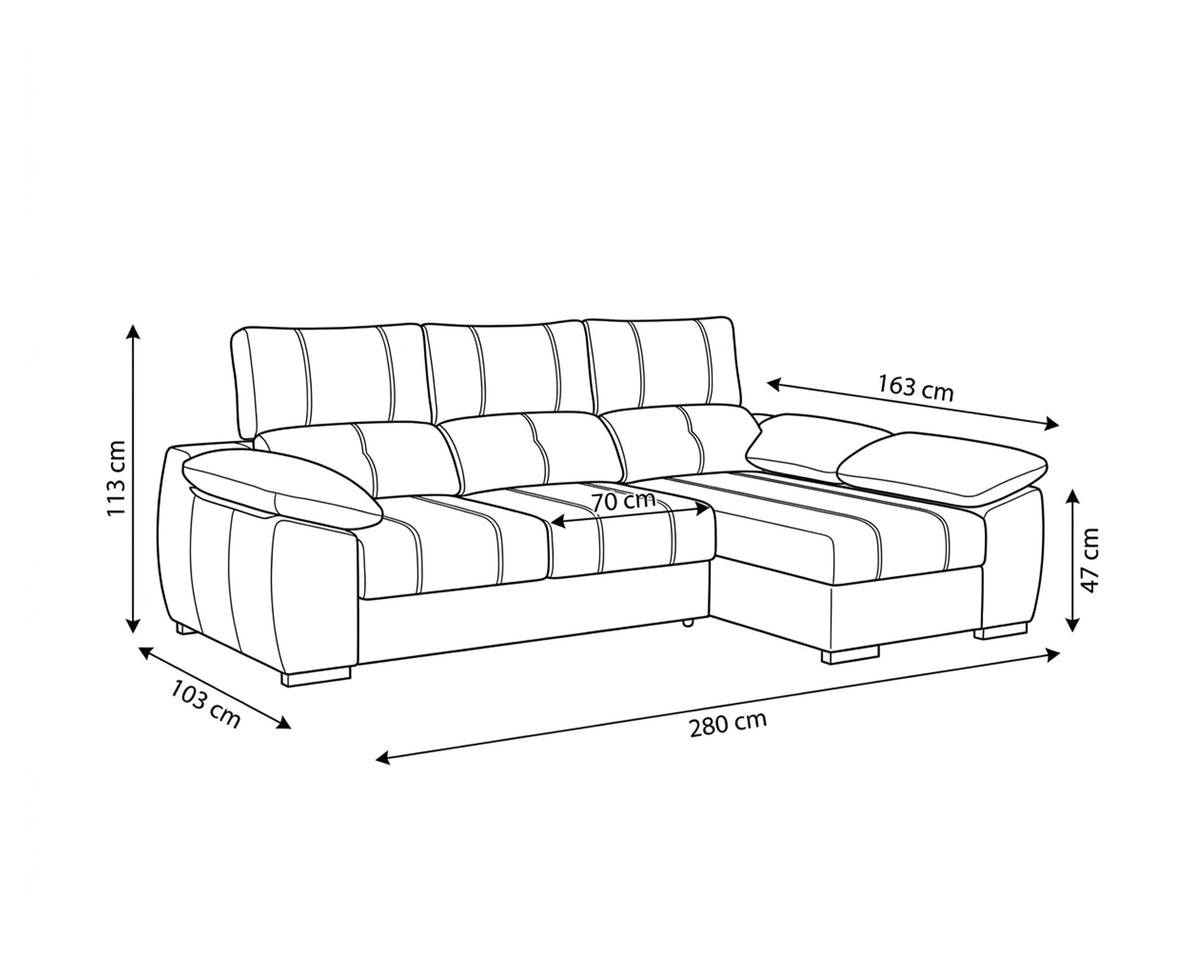 Sofá chaise Longue ANDOR com cama,baús e puffs
