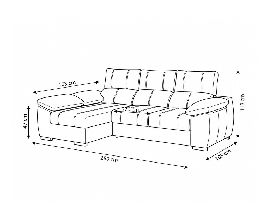 Sofá chaise Longue ANDOR com cama,baús e puffs