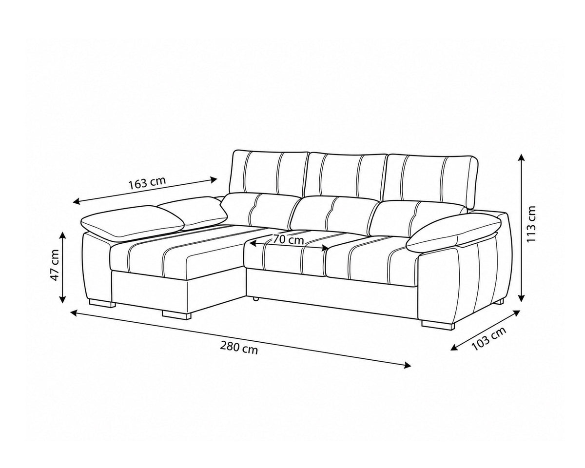 Sofá chaise Longue ANDOR com cama,baús e puffs