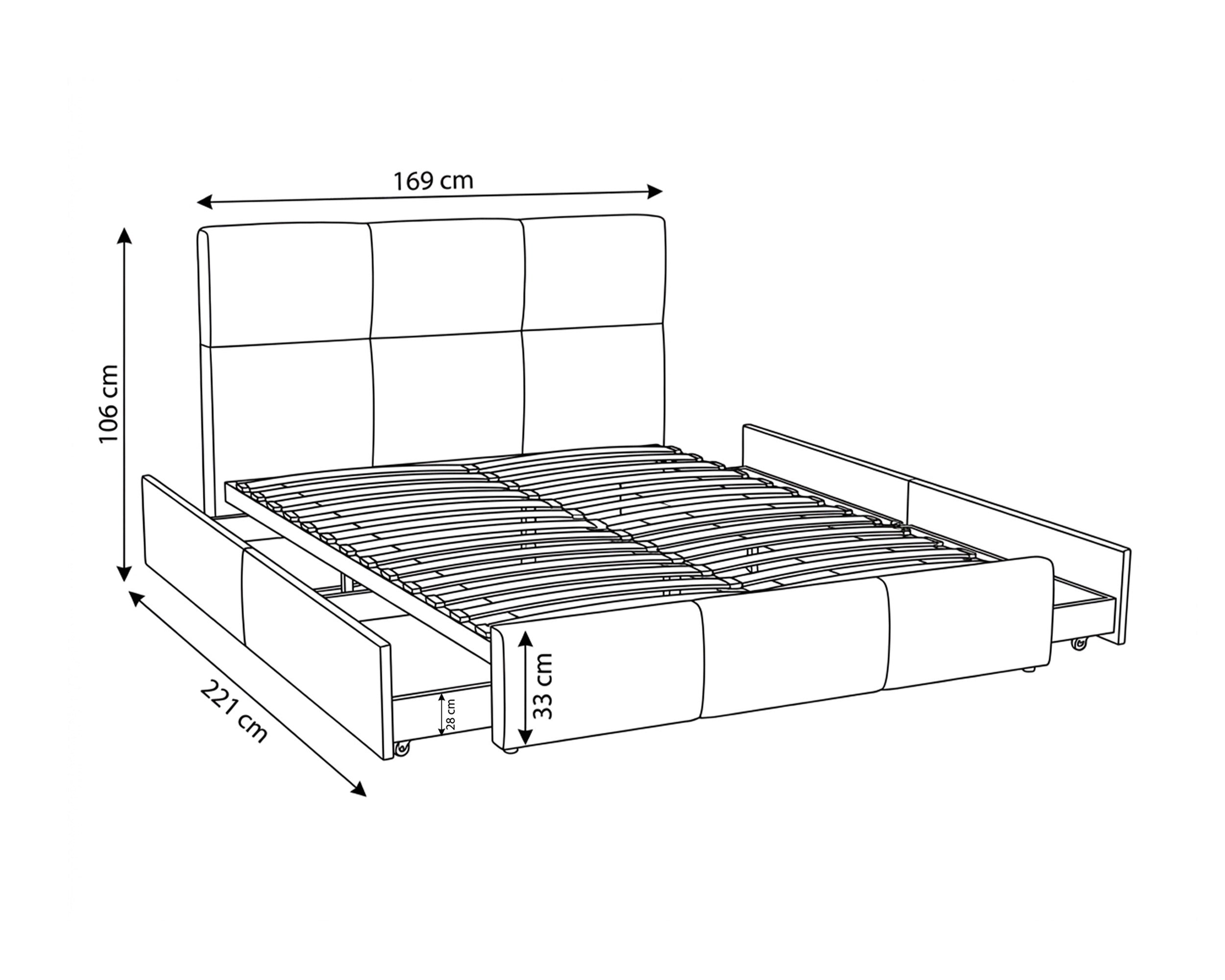 Cama de Casal MATCHA com gavetas