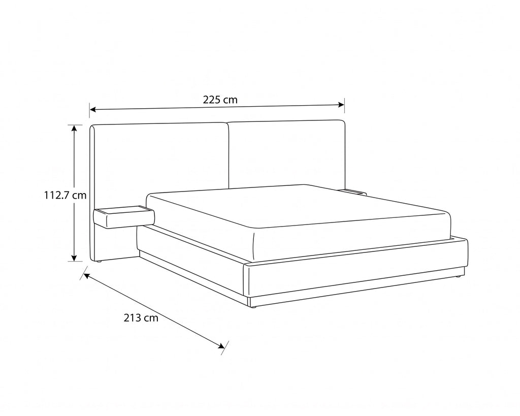 Cama de matrimonio elevable NAPOLI con 2 mesitas de noche