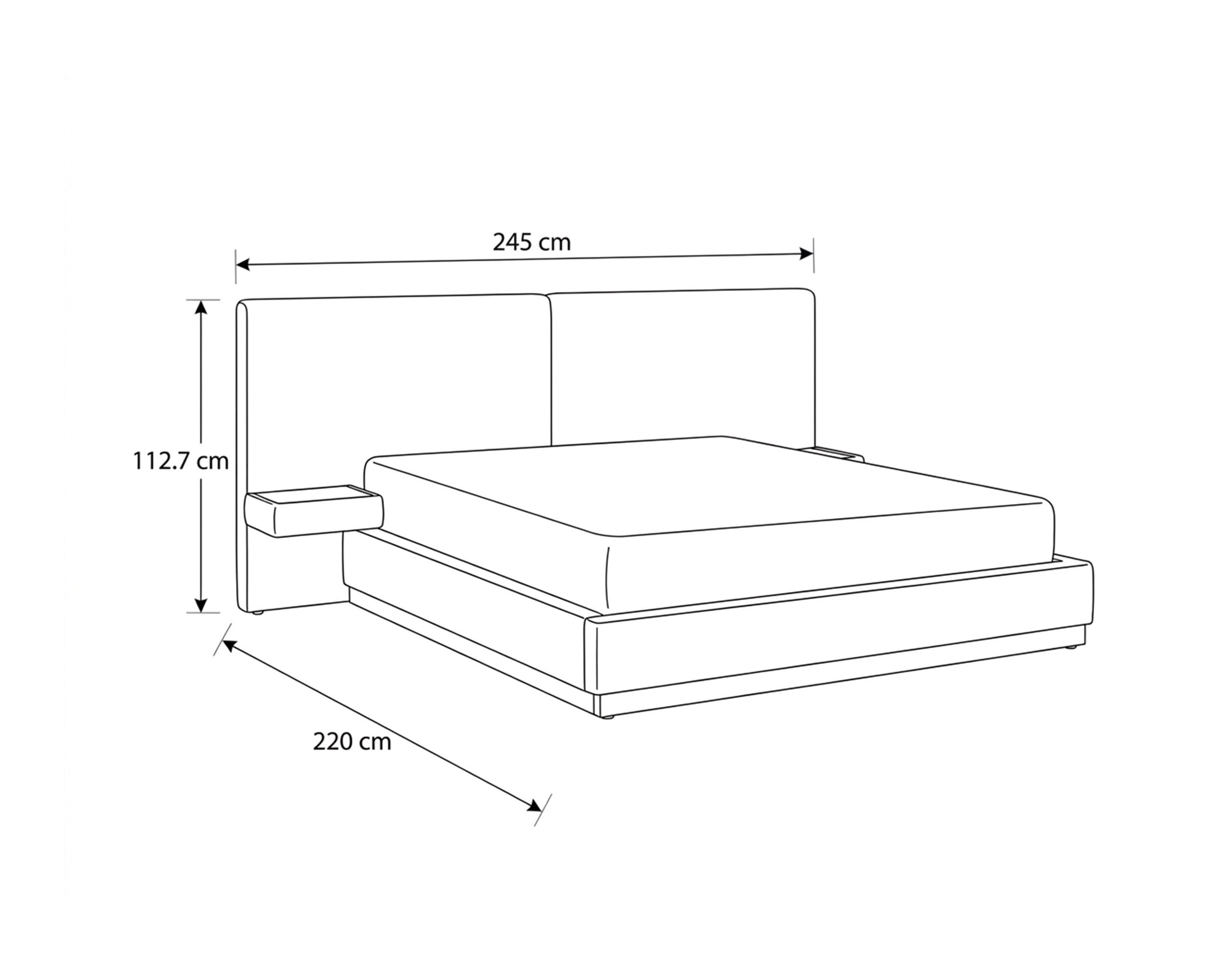 NAPOLI double lift bed with 2 bedside tables