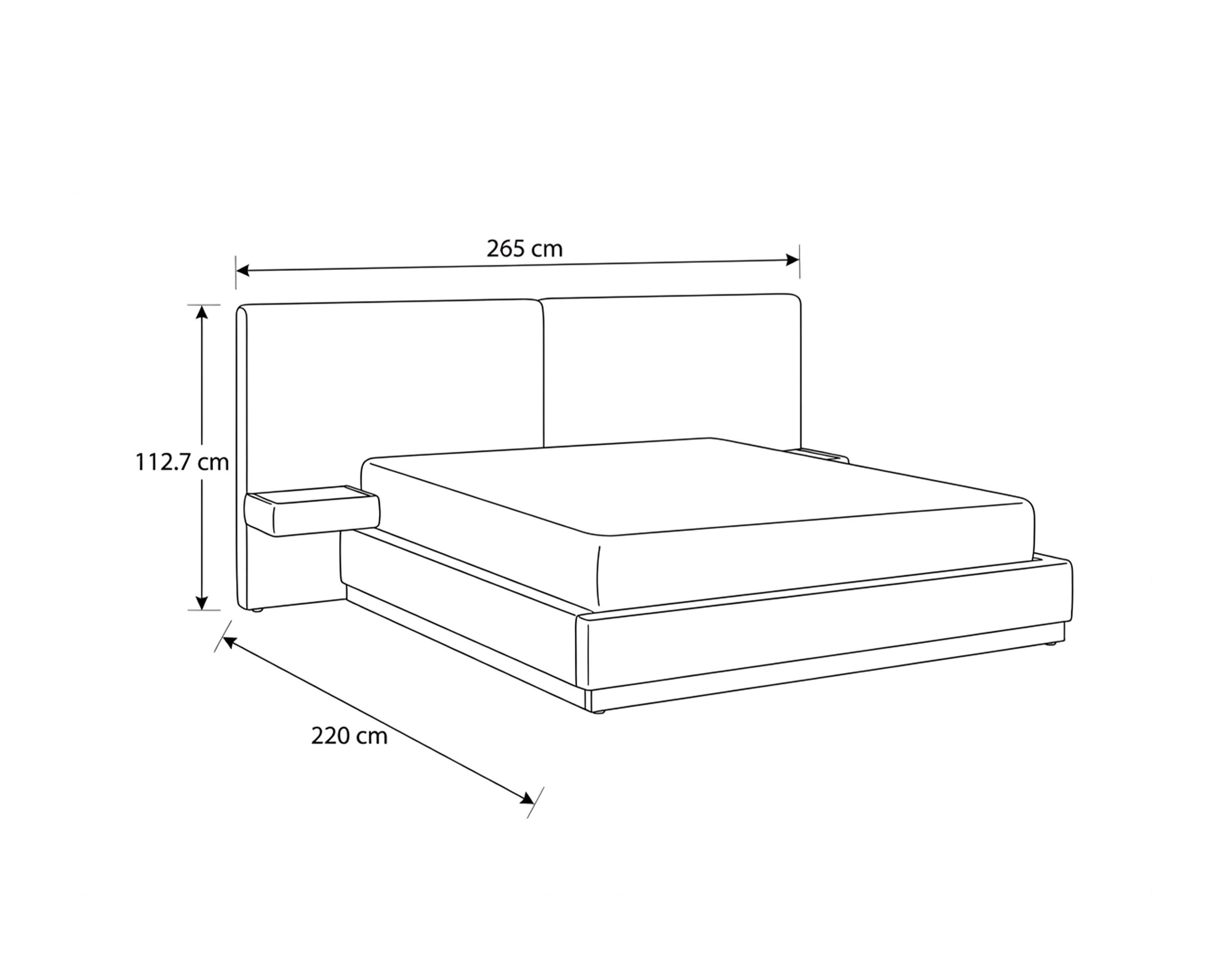 Cama de matrimonio elevable NAPOLI con 2 mesitas de noche