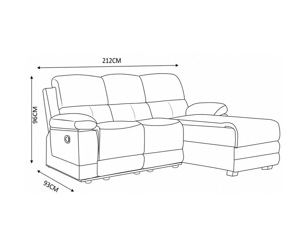 Sofá chaise longue LEON relax manual