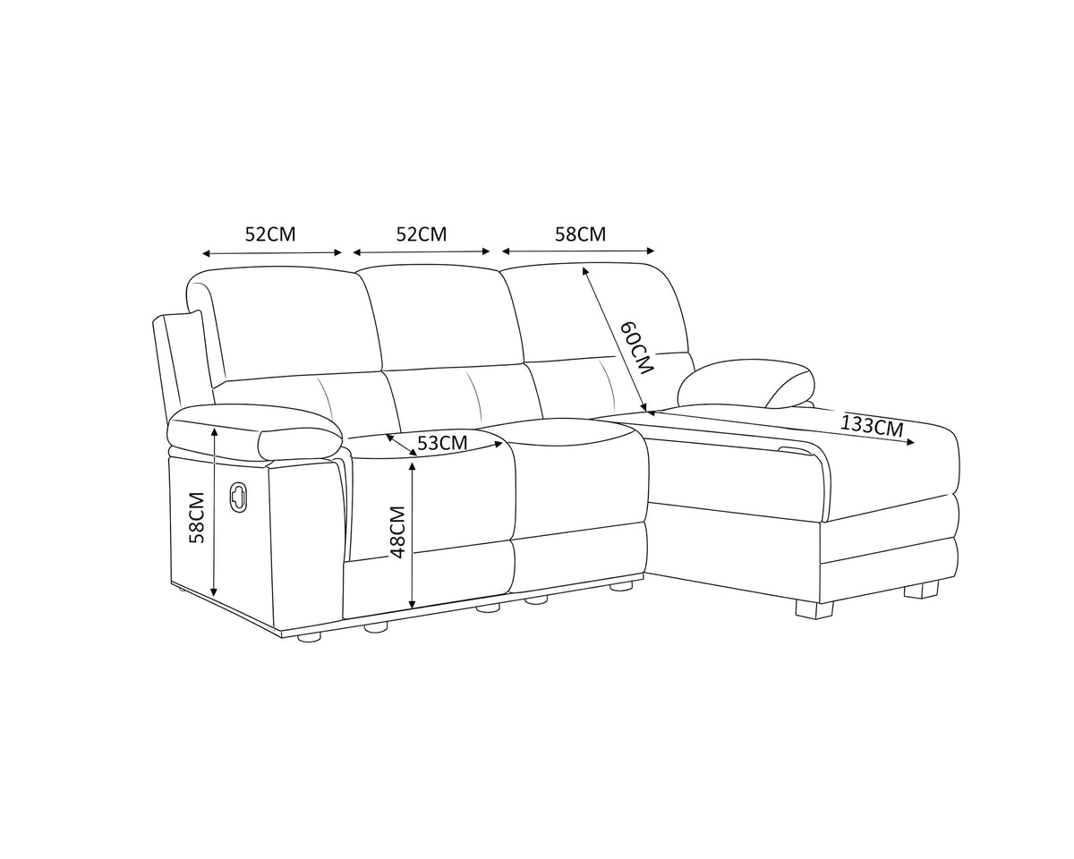 Sofá chaise longue LEON relax manual