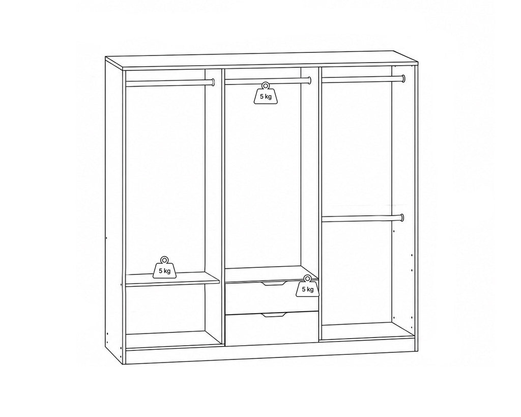 ALENA Wardrobe with 6 doors and 2 drawers