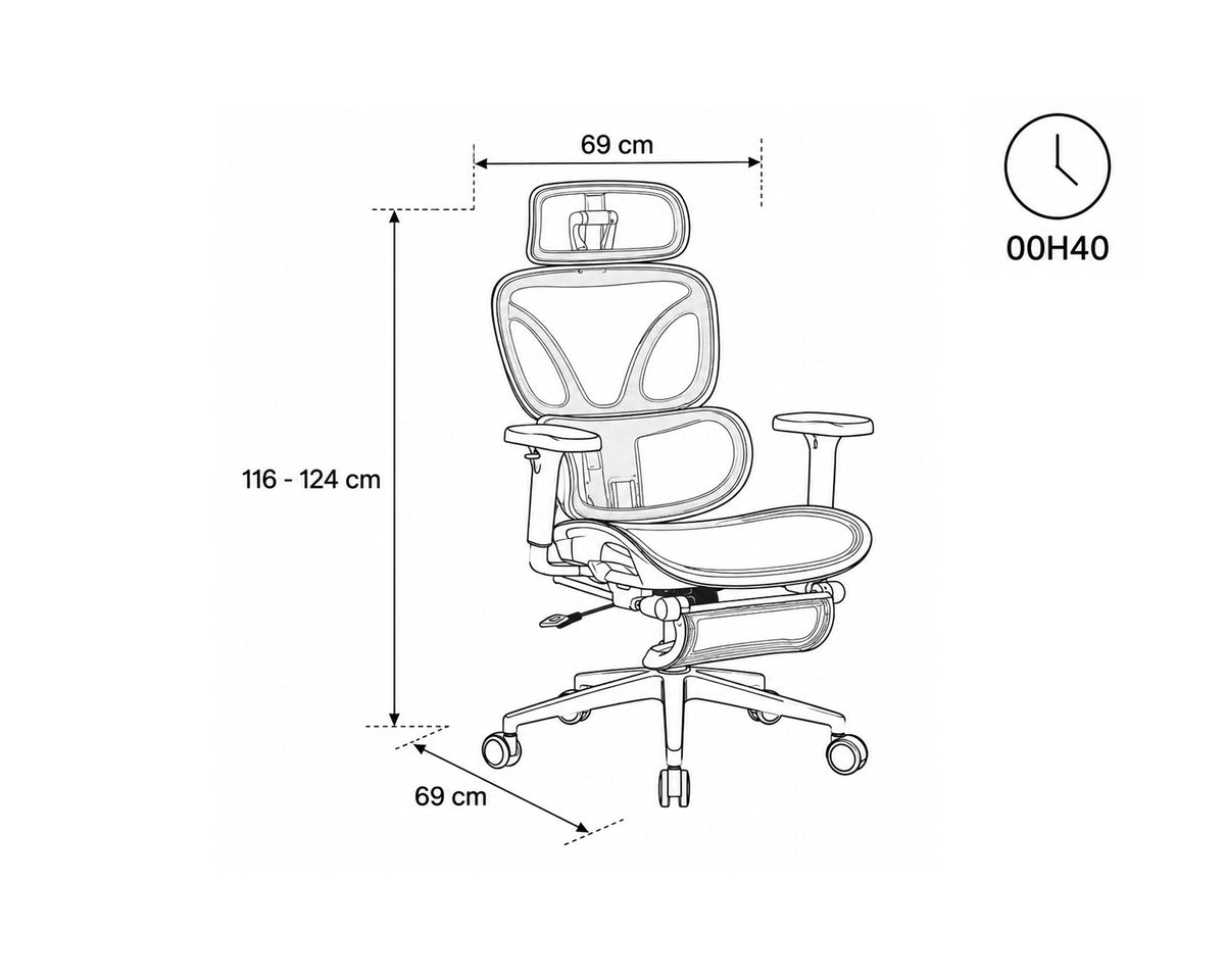MASTER reclining office chair with footrest