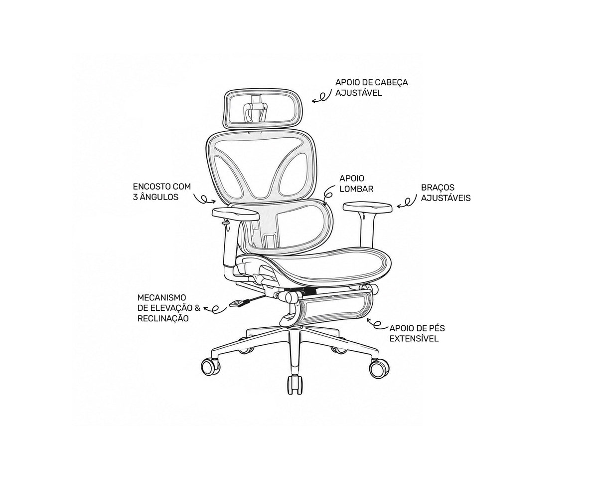 MASTER reclining office chair with footrest