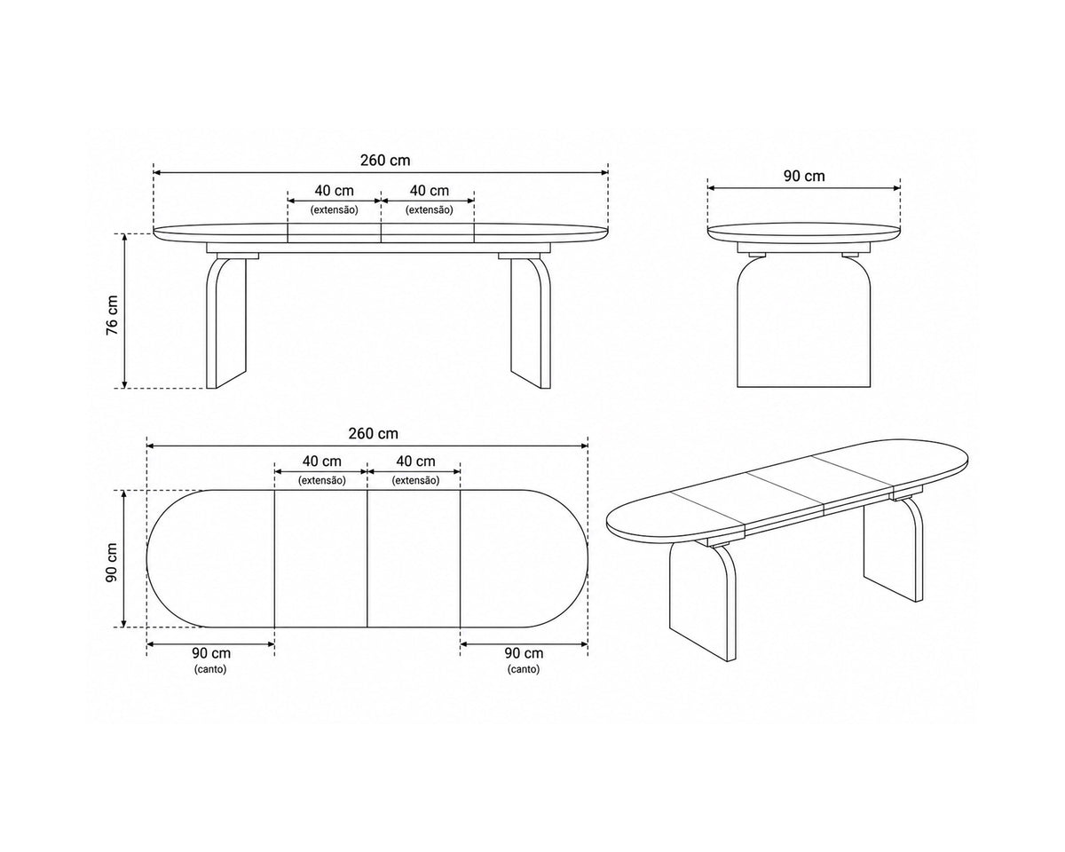 Pack mesa extensível CORNELL + 4 cadeiras KIRK