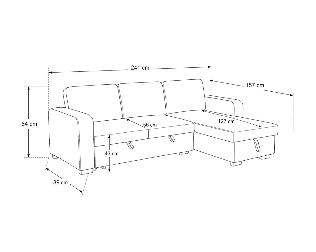 MANHATTAN chaise longue sofa with bed and storage box