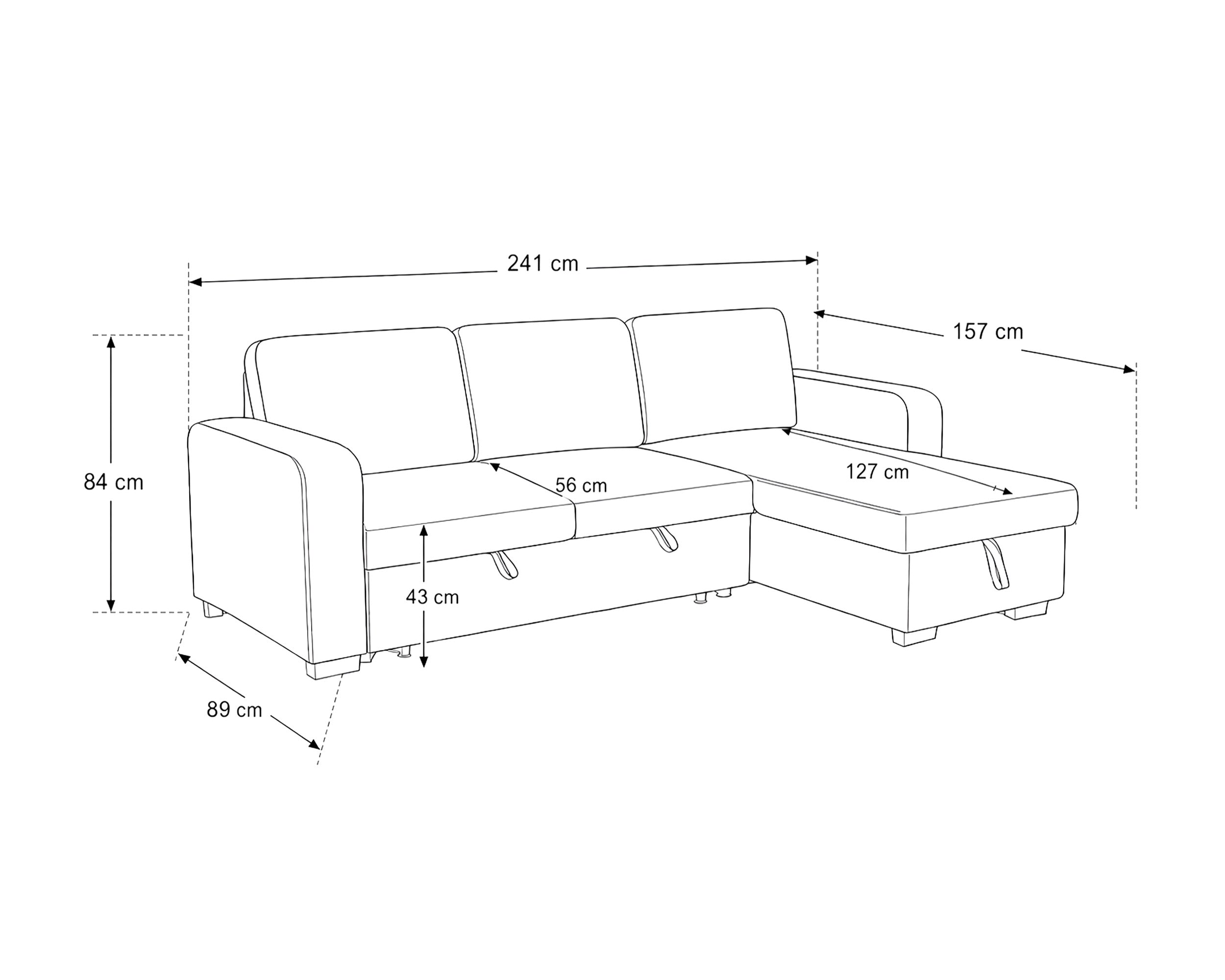 MANHATTAN chaise longue sofa with bed and storage box