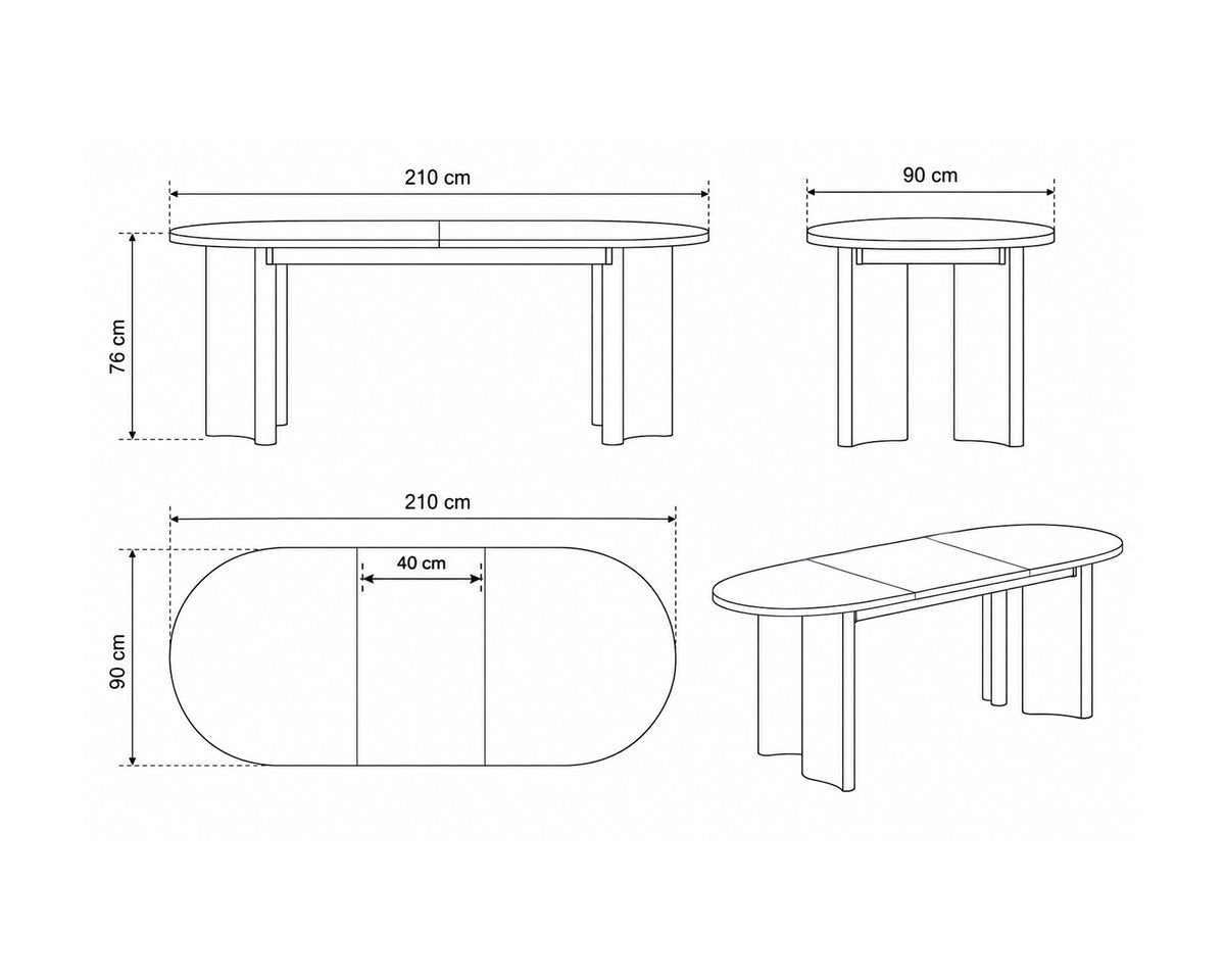Mesa extensível LILO (160-210cm)
