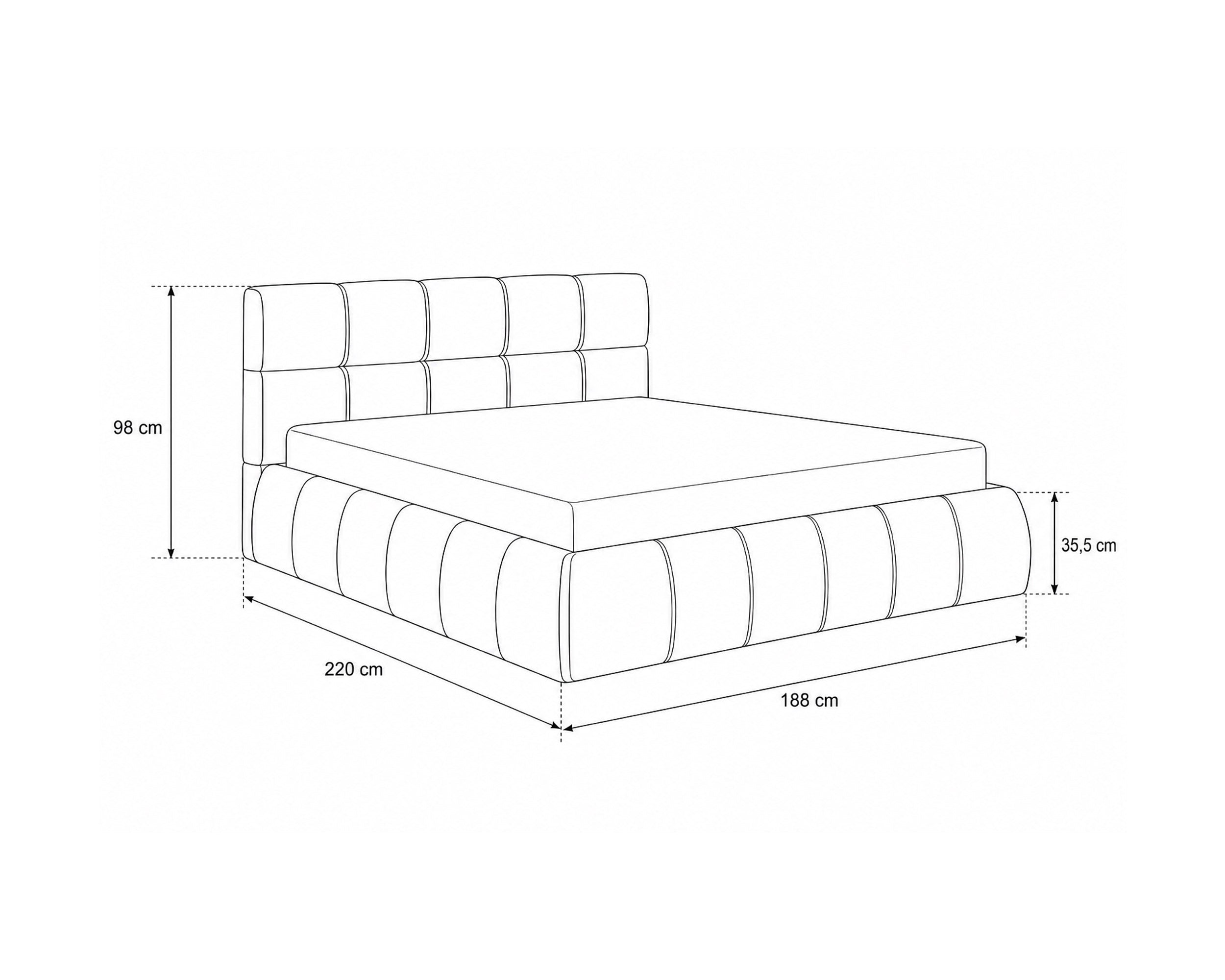 Cama de matrimonio NEWCASTLE elevable