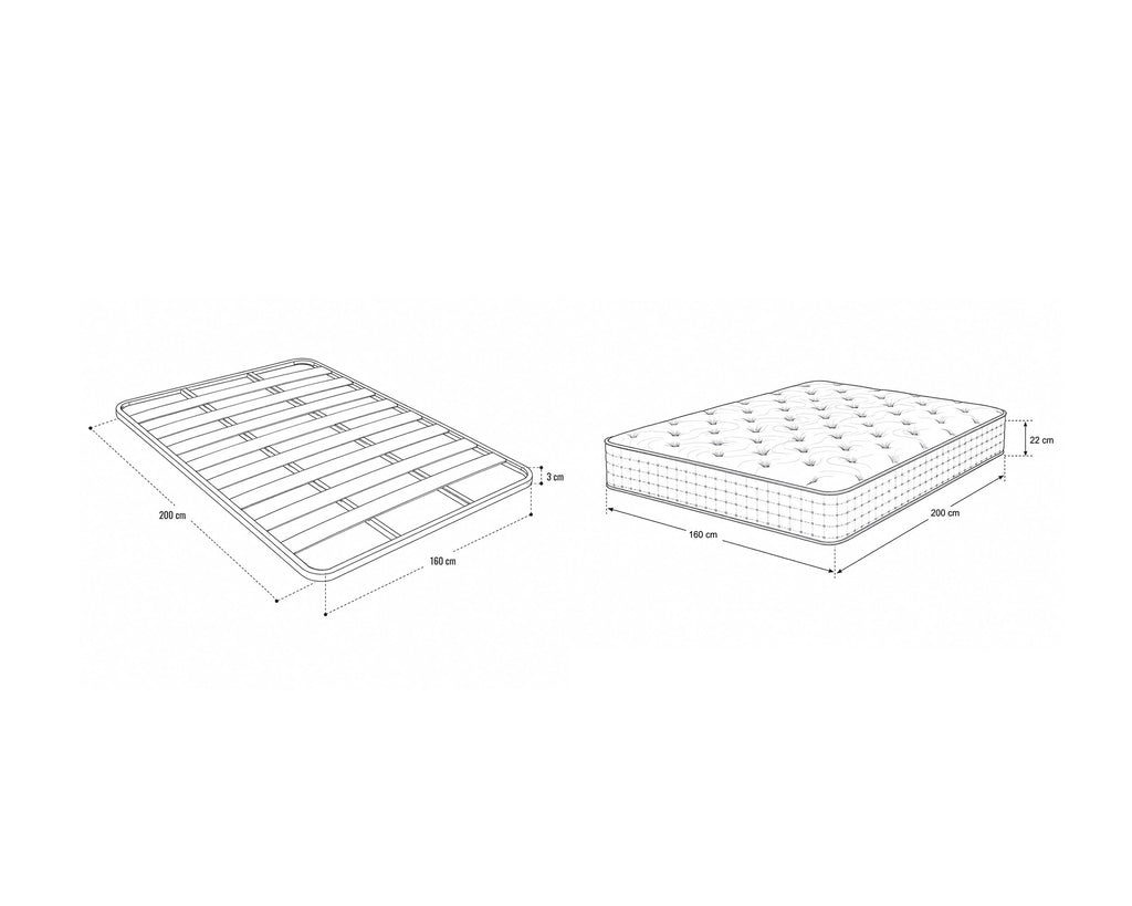 Pack quarto de casal PESARO com LED