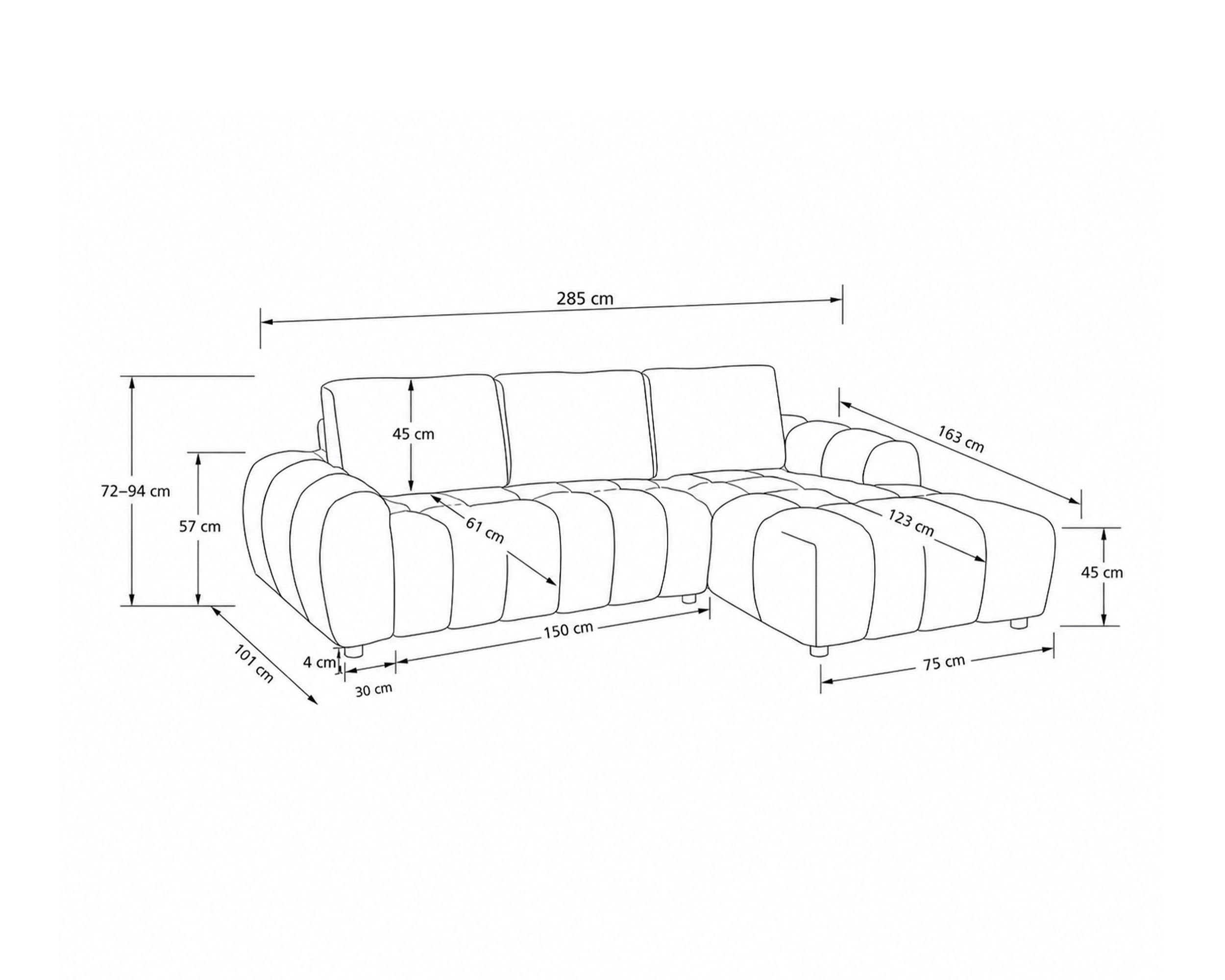Sofá chaise longue RODEO