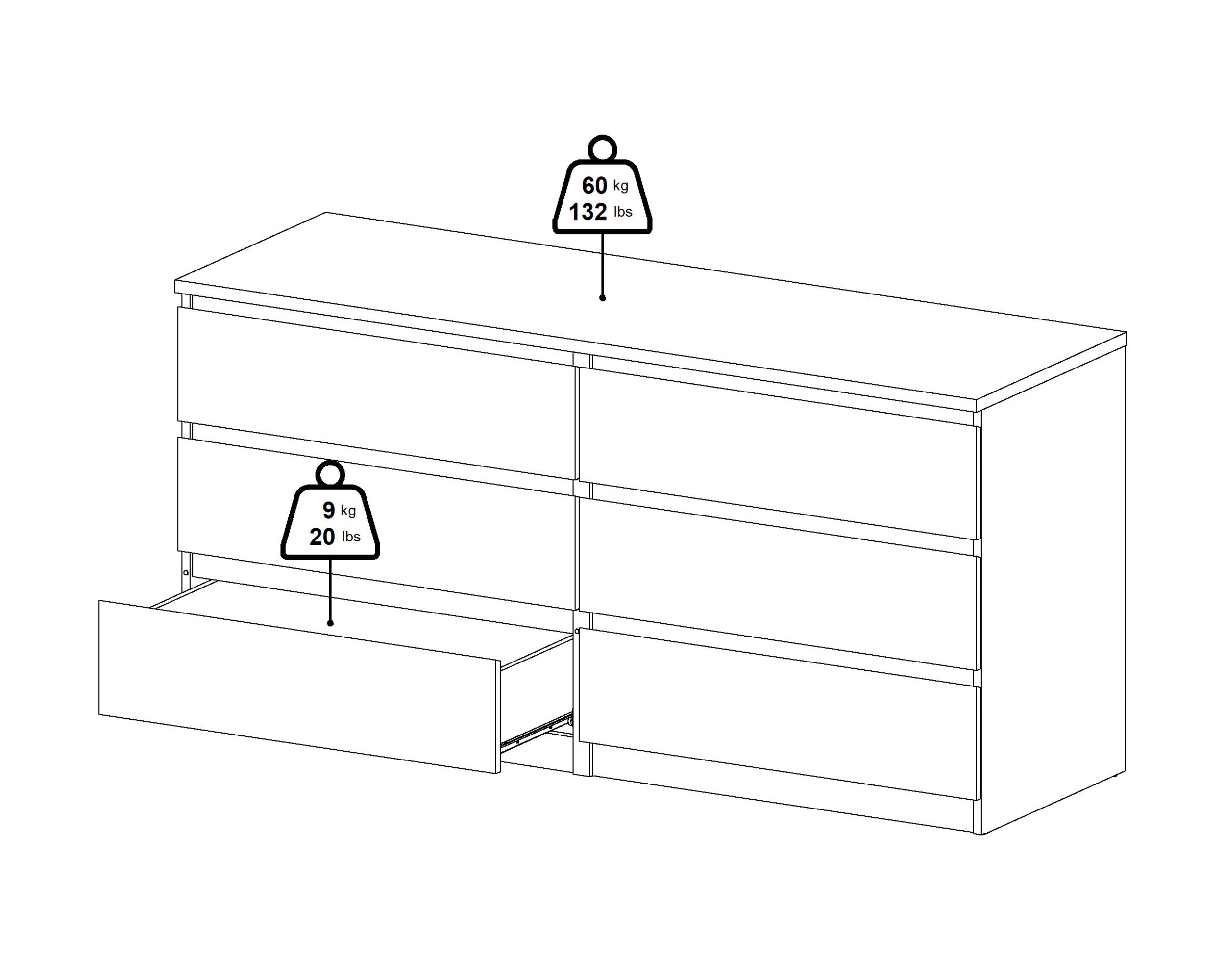 NEW MATRIX chest of 6 drawers