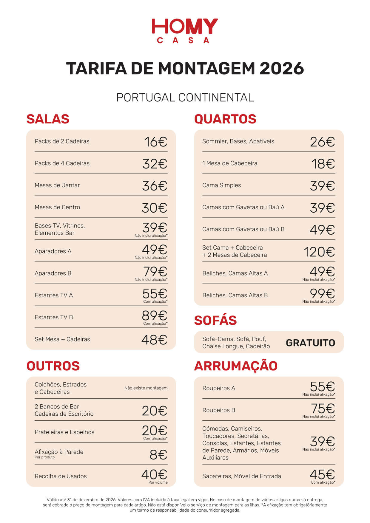 Tabela de Montagens 2026